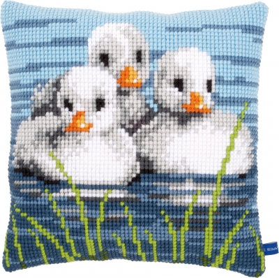 click here to view larger image of Duckling In Water Cushion (needlepoint)