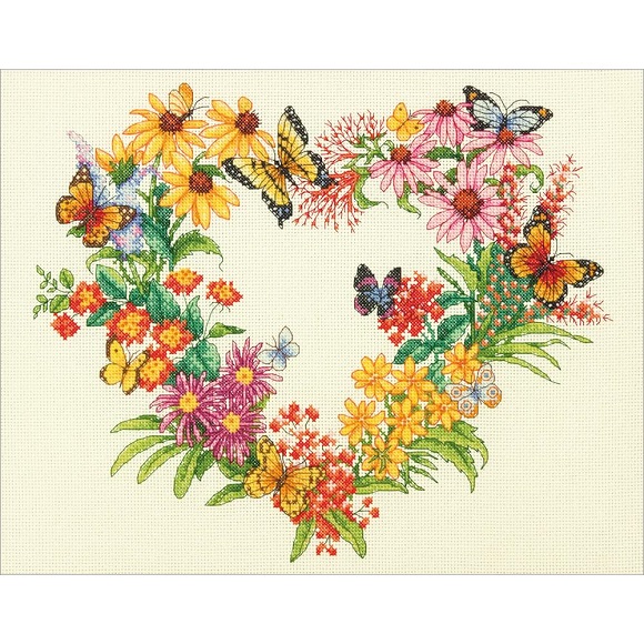 click here to view larger image of Wildflower Wreath (counted cross stitch kit)
