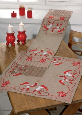 click here to view larger image of Red Santa Claus Table Runner (Top) (counted cross stitch kit)