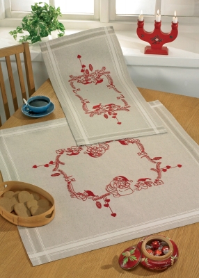 click here to view larger image of Little Elfs Table Cloth (bottom) (stamped cross stitch kit)