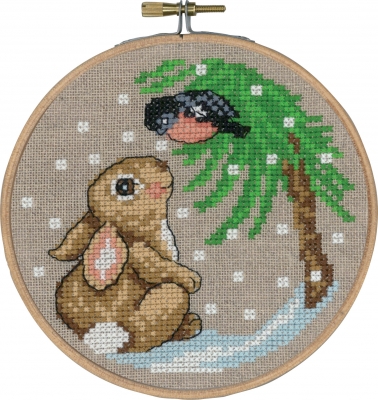click here to view larger image of Rabbit and Finch With Hoop (counted cross stitch kit)
