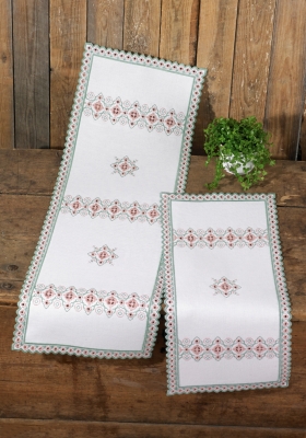 click here to view larger image of Hardanger Table Runner (left) (Hardanger and Cut Work)