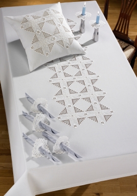 click here to view larger image of Hardanger Stars Table Cloth (Hardanger and Cut Work)