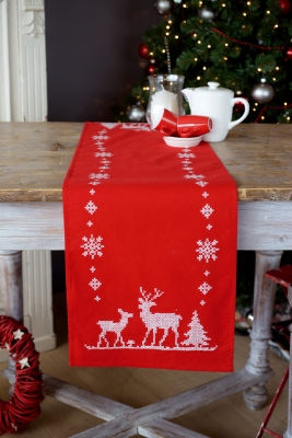 click here to view larger image of Christmas Deer Table Runner (counted cross stitch kit)