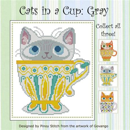 click here to view larger image of Cats In A Cup - Gray (chart)