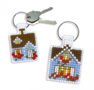 click here to view larger image of Cozy Cottage Keychain (counted cross stitch kit)