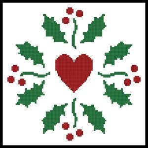 click here to view larger image of Christmas Holly Heart  (Joni Prittie) (chart)