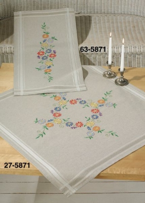 click here to view larger image of Flowers Fresh Colors - Table Runner (stamped cross stitch kit)