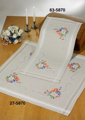 click here to view larger image of Spring Bouquet - Table Runner (stamped cross stitch kit)