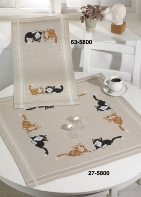click here to view larger image of Cat - Table Runner (stamped cross stitch kit)