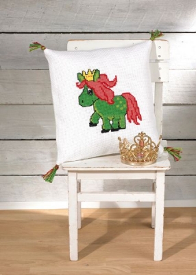 click here to view larger image of Green Horse Pillow (counted cross stitch kit)