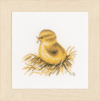 click here to view larger image of Little Chick - With Worm - Marjolein Bastin (counted cross stitch kit)