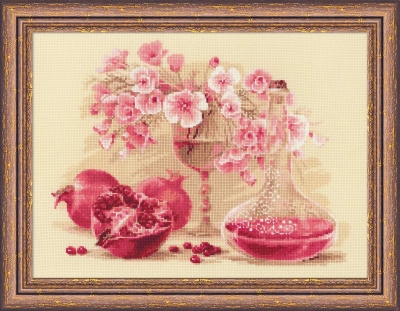 click here to view larger image of Pink Pomegranate (counted cross stitch kit)