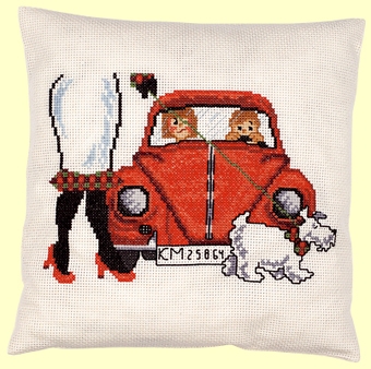 click here to view larger image of Red VW Cushion (counted cross stitch kit)