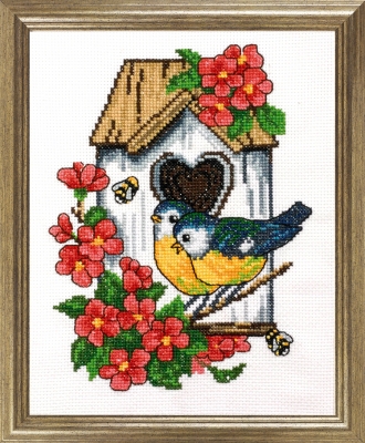 click here to view larger image of Tits At Birdhouse (counted cross stitch kit)