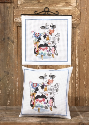click here to view larger image of Cow Reading Pillow (bottom) (counted cross stitch kit)