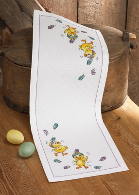 click here to view larger image of Dancing Chicks Table Runner (counted cross stitch kit)