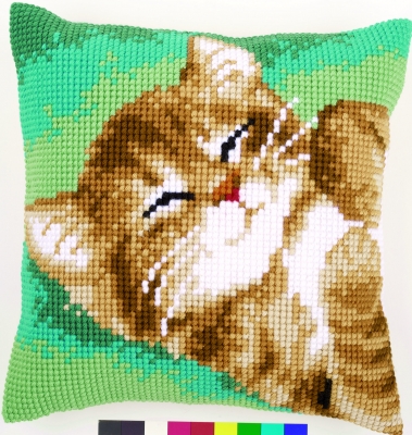 click here to view larger image of Cat Cushion (needlepoint)