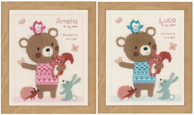 click here to view larger image of Cute Animal Birth Announcement (counted cross stitch kit)