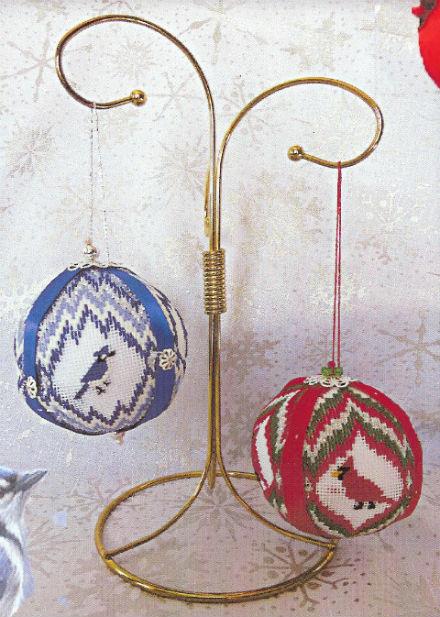 click here to view larger image of Christmas Balls 4 - Blue Jays and Cardinals (counted canvas chart)
