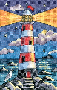 click here to view larger image of Lighthouse By Night - By The Sea (27ct) (counted cross stitch kit)