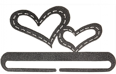 click here to view larger image of Stitched Hearts Split Bottom Bellpull - Charcoal - 6in (accessory)