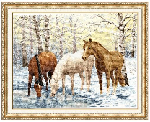 click here to view larger image of Horses Near the River (counted cross stitch kit)