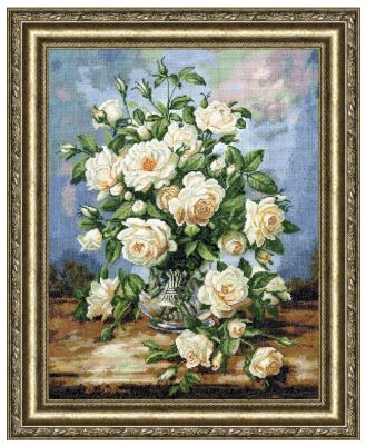 click here to view larger image of White Rose Bouquet (counted cross stitch kit)