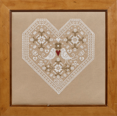 click here to view larger image of Love Birds Cross Stitch  Kit - 32ct Linen (counted cross stitch kit)