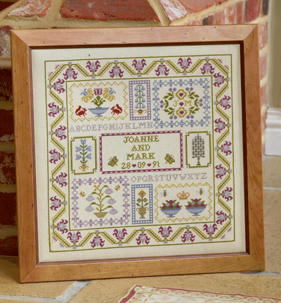 click here to view larger image of Wedding Boxes Sampler - Kit - 32ct Linen (counted cross stitch kit)