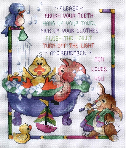 click here to view larger image of Bath Time Rules (counted cross stitch kit)
