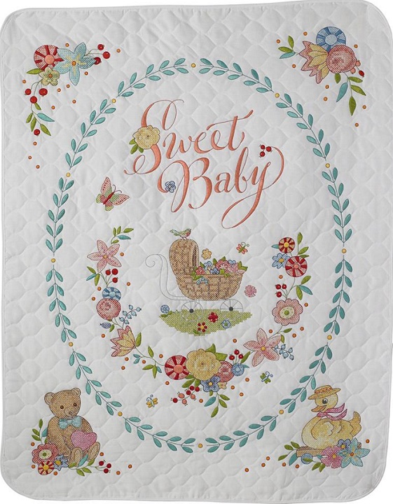 click here to view larger image of Sweet Baby Crib Cover (stamped crib cover)