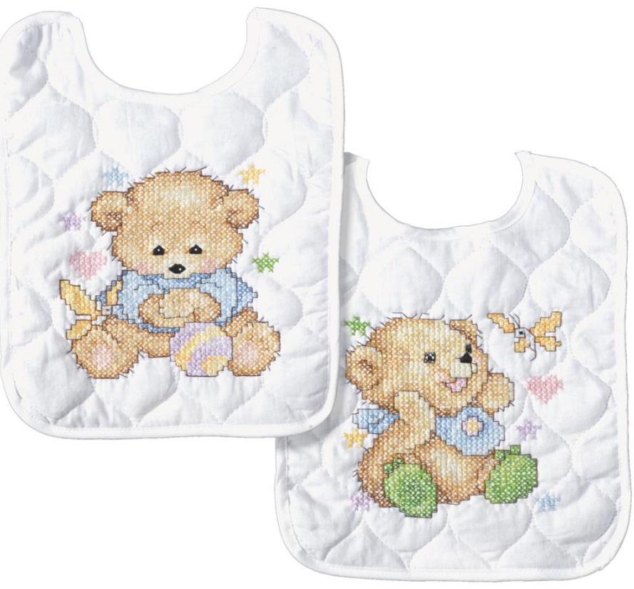 click here to view larger image of Baby Bears Bibs - Set of 2 (stamped bib)