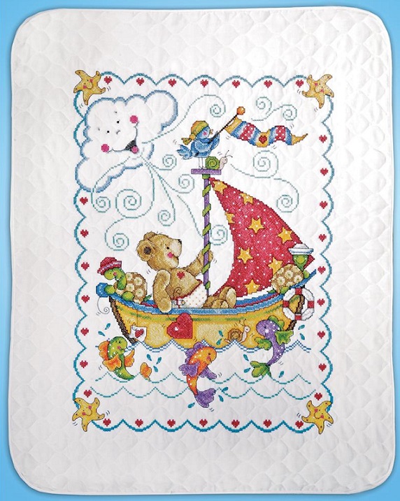 click here to view larger image of Sail Away Baby Quilt/Crib Cover (stamped crib cover)