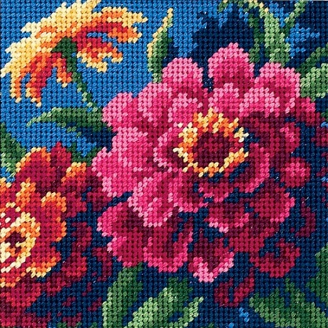 click here to view larger image of Zinnias (needlepoint)