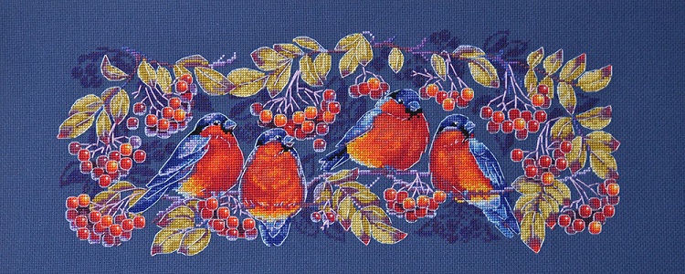 click here to view larger image of Bullfinches (counted cross stitch kit)