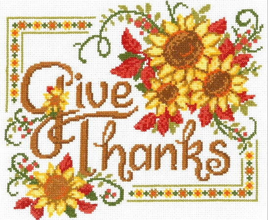 click here to view larger image of Give Thanks Sunflowers - Kit (counted cross stitch kit)