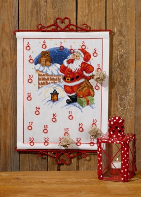 click here to view larger image of Elf and Owl Advent Calendar (counted cross stitch kit)