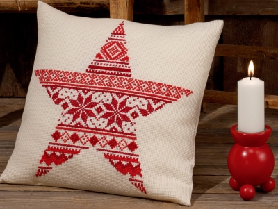 click here to view larger image of Christmas Pattern Cushion (counted cross stitch kit)