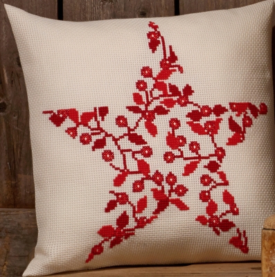 click here to view larger image of Christmas Berries Cushion (counted cross stitch kit)