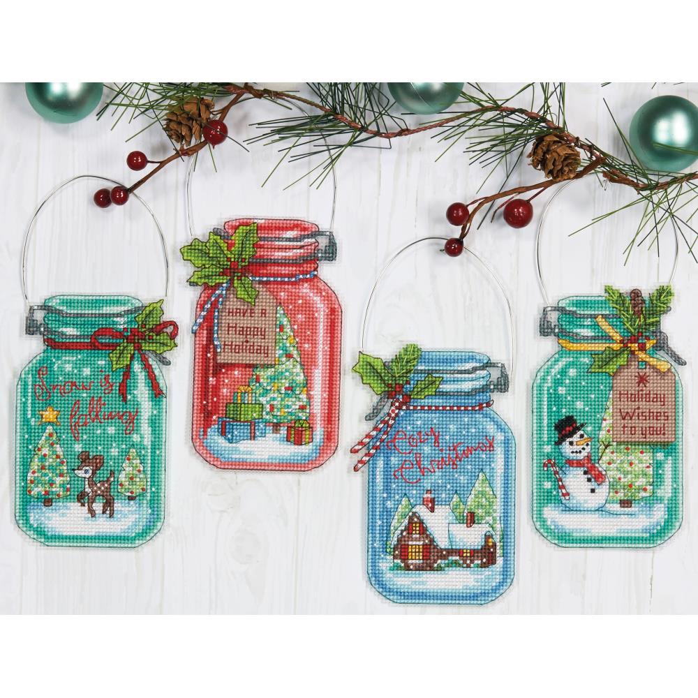 click here to view larger image of Christmas Jar Ornaments (counted cross stitch kit)