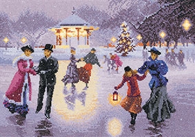 click here to view larger image of Christmas Skaters (Evenweave) (counted cross stitch kit)