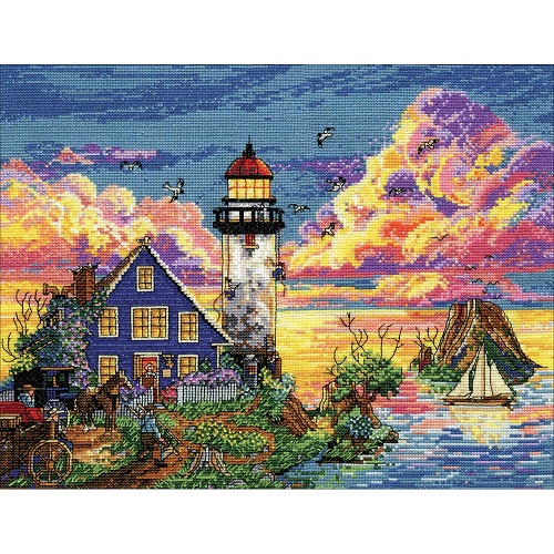 click here to view larger image of Lighthouse Sunset (counted cross stitch kit)
