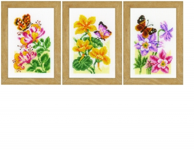 click here to view larger image of Miniture Butterflies (Set of 3) (counted cross stitch kit)