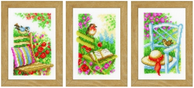 click here to view larger image of Miniture Garden Chairs (Set of 3) (counted cross stitch kit)