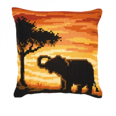click here to view larger image of Elephant Cushion (needlepoint)