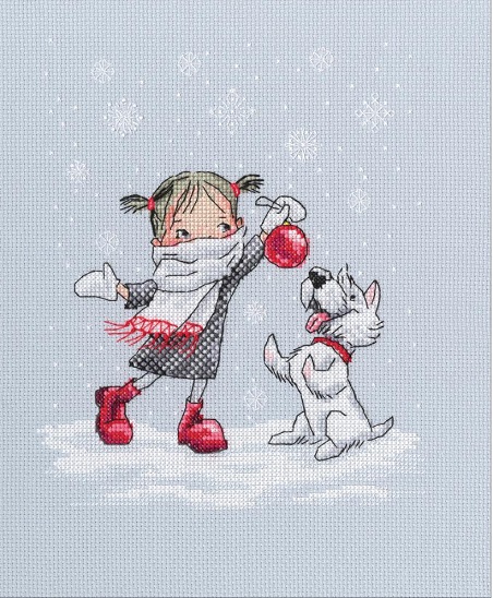 click here to view larger image of Dancing with Snowflakes (counted cross stitch kit)