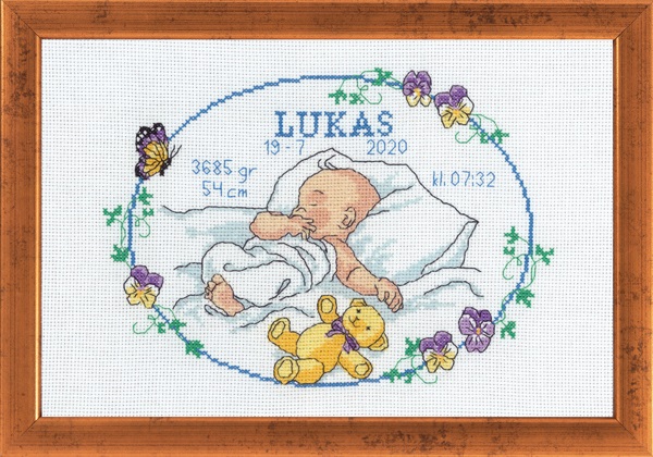 click here to view larger image of Lucas Birth Announcement (counted cross stitch kit)