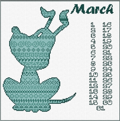 click here to view larger image of March Dog - Animal Calendar (chart)