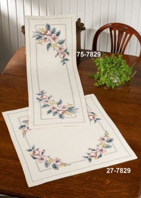 click here to view larger image of Roses Table Topper (top) (counted cross stitch kit)